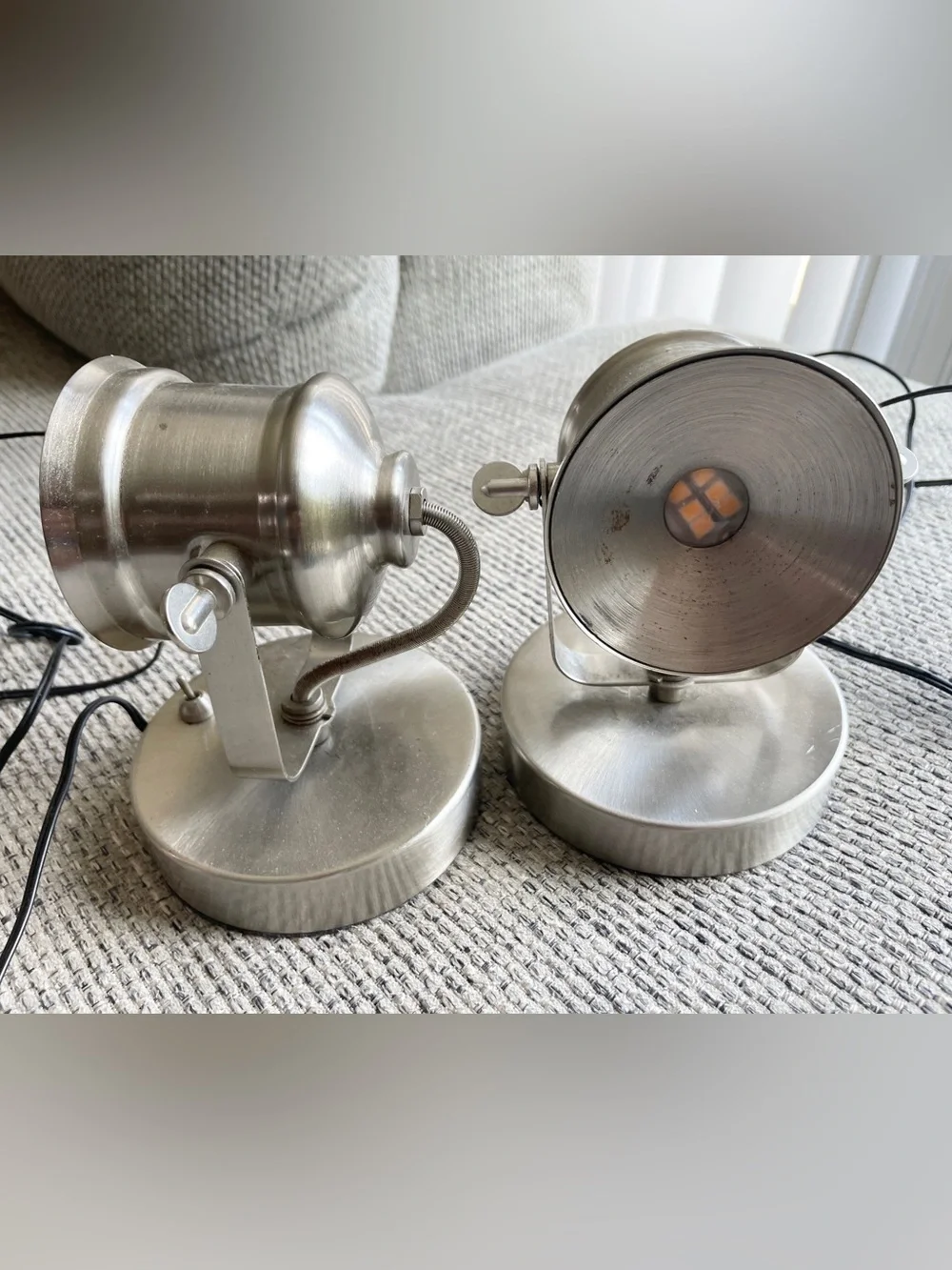 Hampton Bay 2 LED Spotlight Desk Lamps Nickel Accent Lamp Pair Industrial Silver
